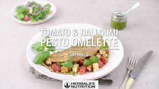 How to make a tomato halloumi pesto omelette