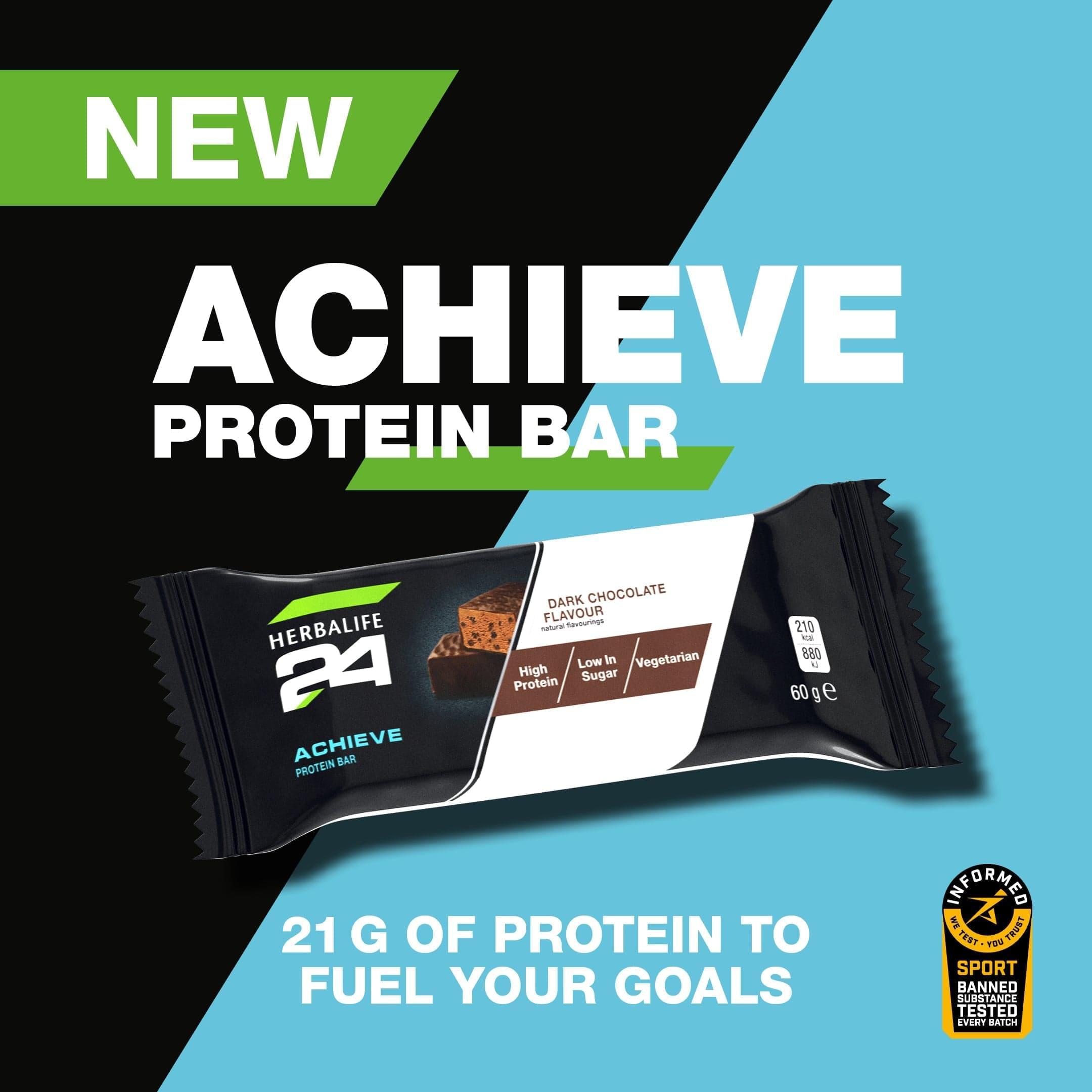 Achieve Protein Bars- 6 x 60g Dark Chocolate bars HerbaChoices
